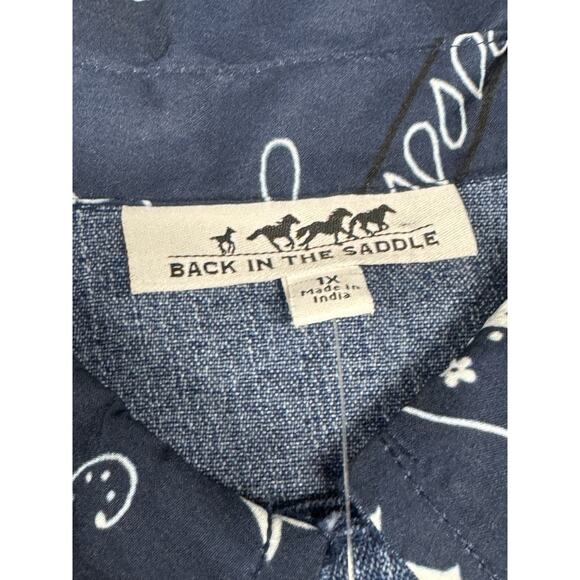NWT Back In the Saddle Women's 1X Denim Chambray Bandana Trims Long Sleeve Shirt - Picture 3 of 12